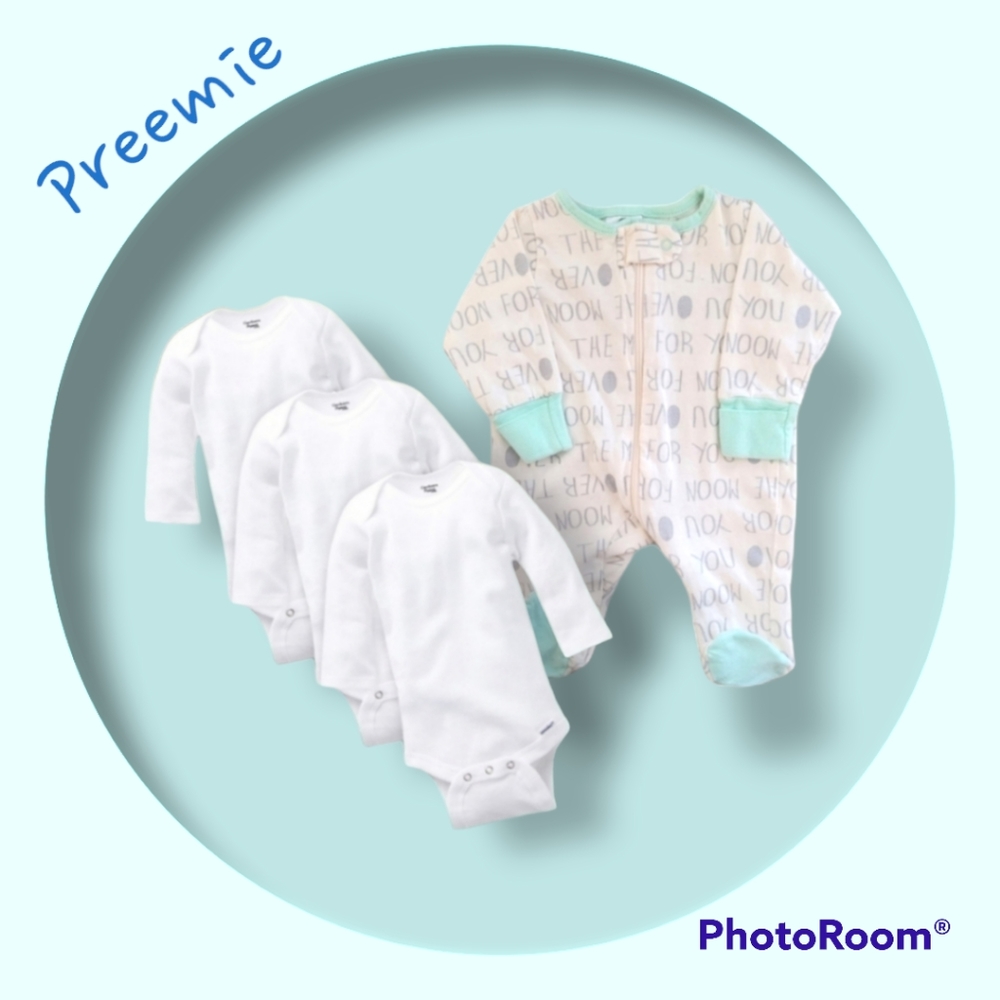 Gerber Sleep & Play & 3pc Ling Sleeve Onesie Size Preemie (Up to 6 lbs)
